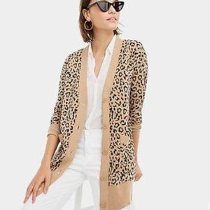 Jcrew V-neck Cardigan Sweater In Leopard Jacquard